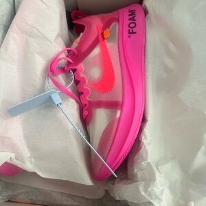 Off-White for Nike transparent mesh and leather hot pink sneakers, size 7